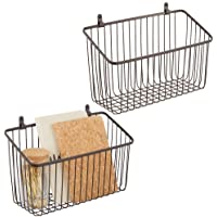 mDesign Juego de 2 estantes de pared de metal – Estantería de rejilla grande para pasillo- dormitorio y otras salas…